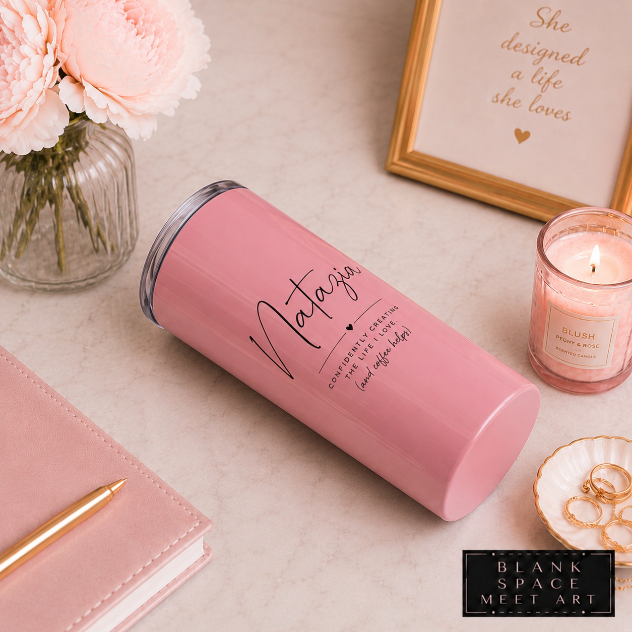 Personalized Minimalist Pink Tumbler