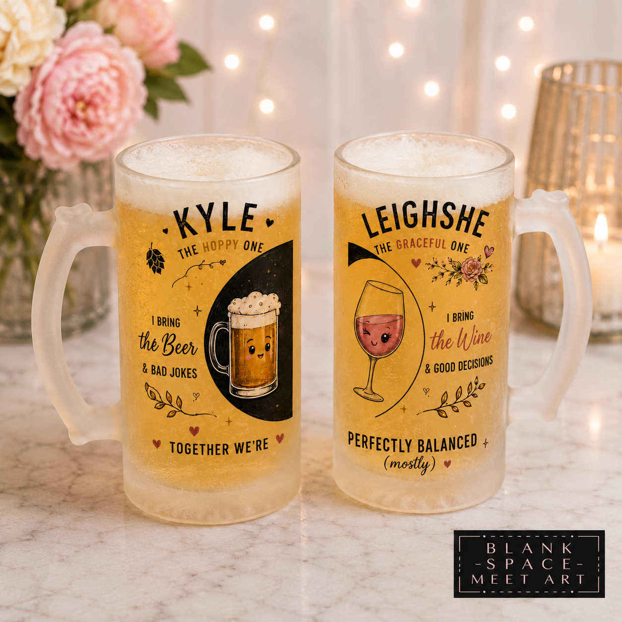 Personalized Couples Beer Mug Set