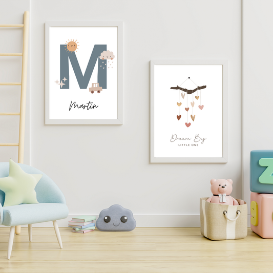 Big Dreams Little One Collection – Personalized Name & Initial + Dream Big Print (Set of 2)