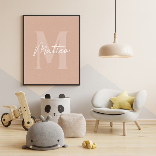 Personalized Name & Initial Print – Beary Sweet Nursery Collection (Brown & White)