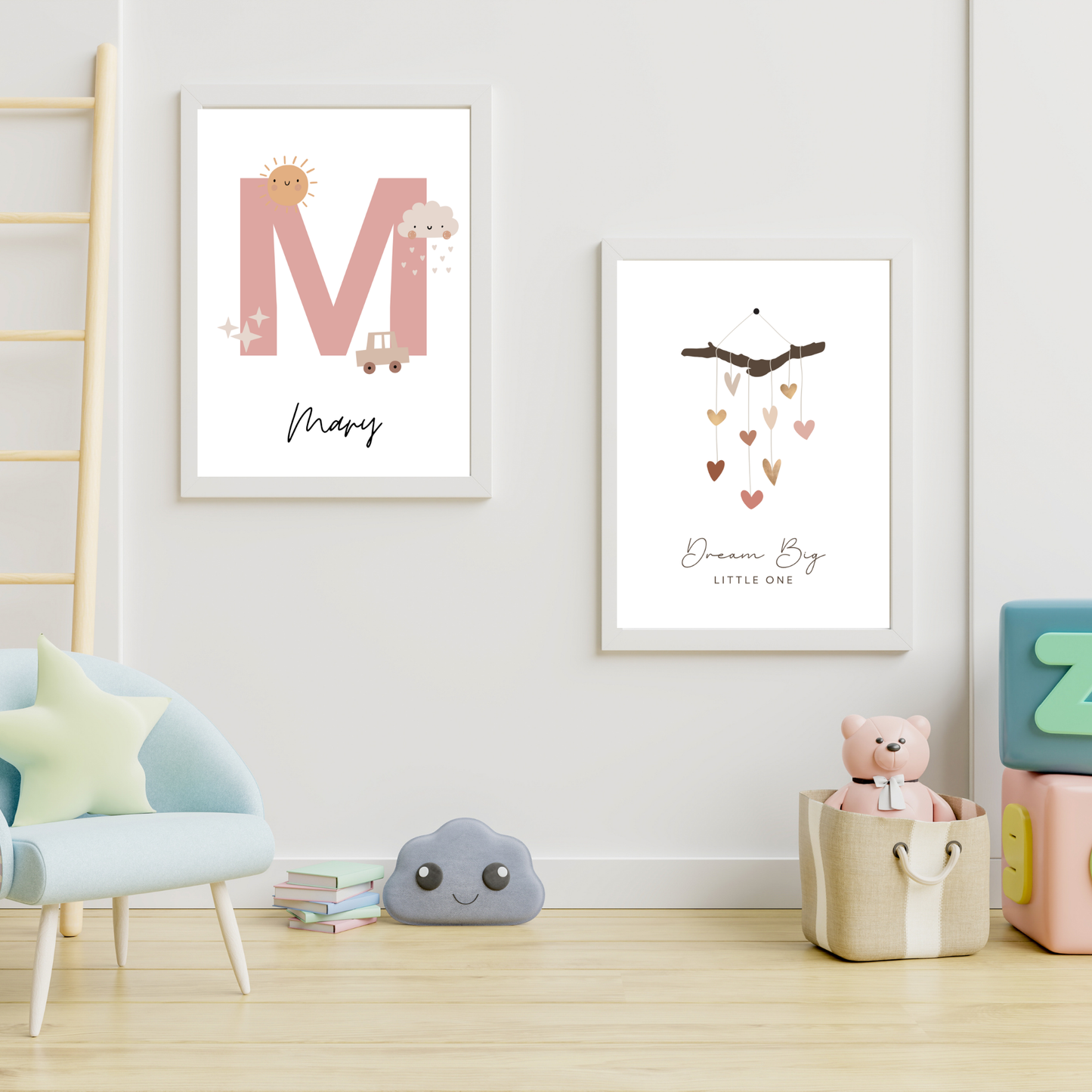Big Dreams Little One Collection – Personalized Name & Initial + Dream Big Print (Set of 2)