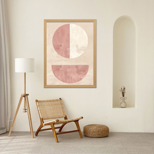 Blush Geometry – Pink & Cream Circle Wall Art