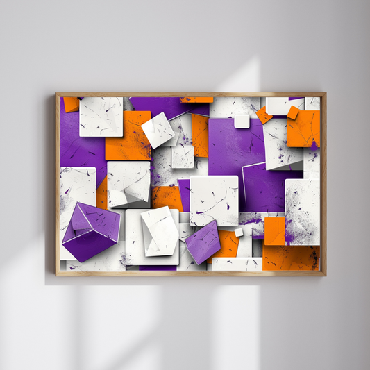 Textured Dimensions – Purple, Orange, and Pink 3D Abstract Wall Art