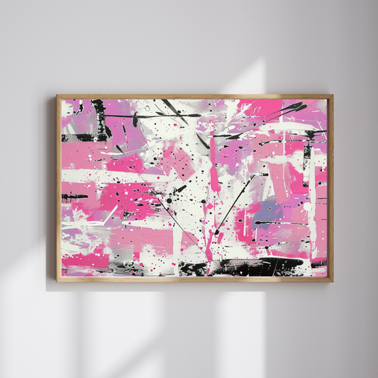 Urban Bloom – Pink and Black Graffiti Abstract Wall Art
