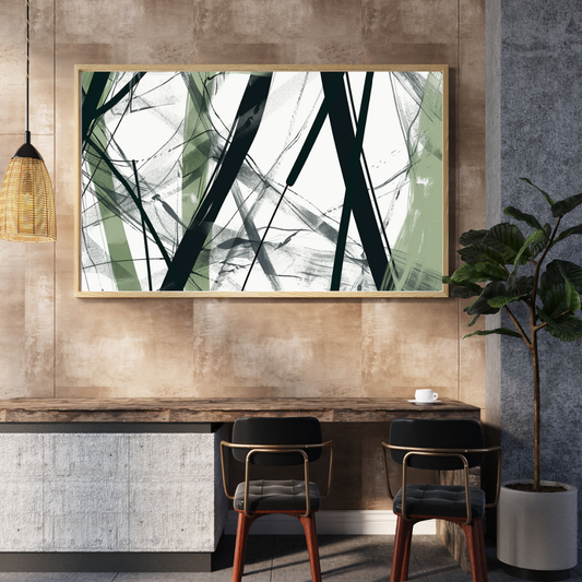 Emerald Motion – Black & Green Abstract Wall Art