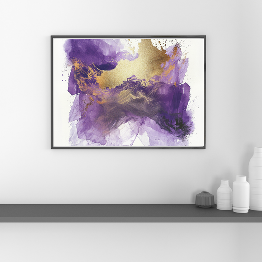 Golden Hues – Purple and Gold Abstract Wall Art