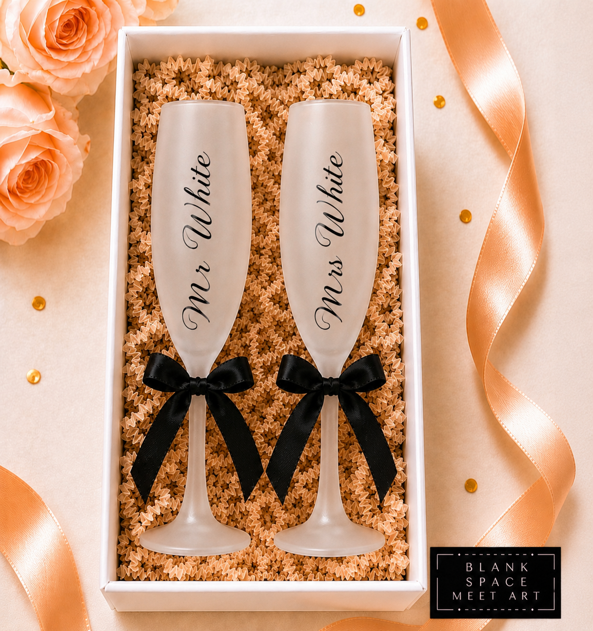 Personalized Mr & Mrs Champagne Flute Set