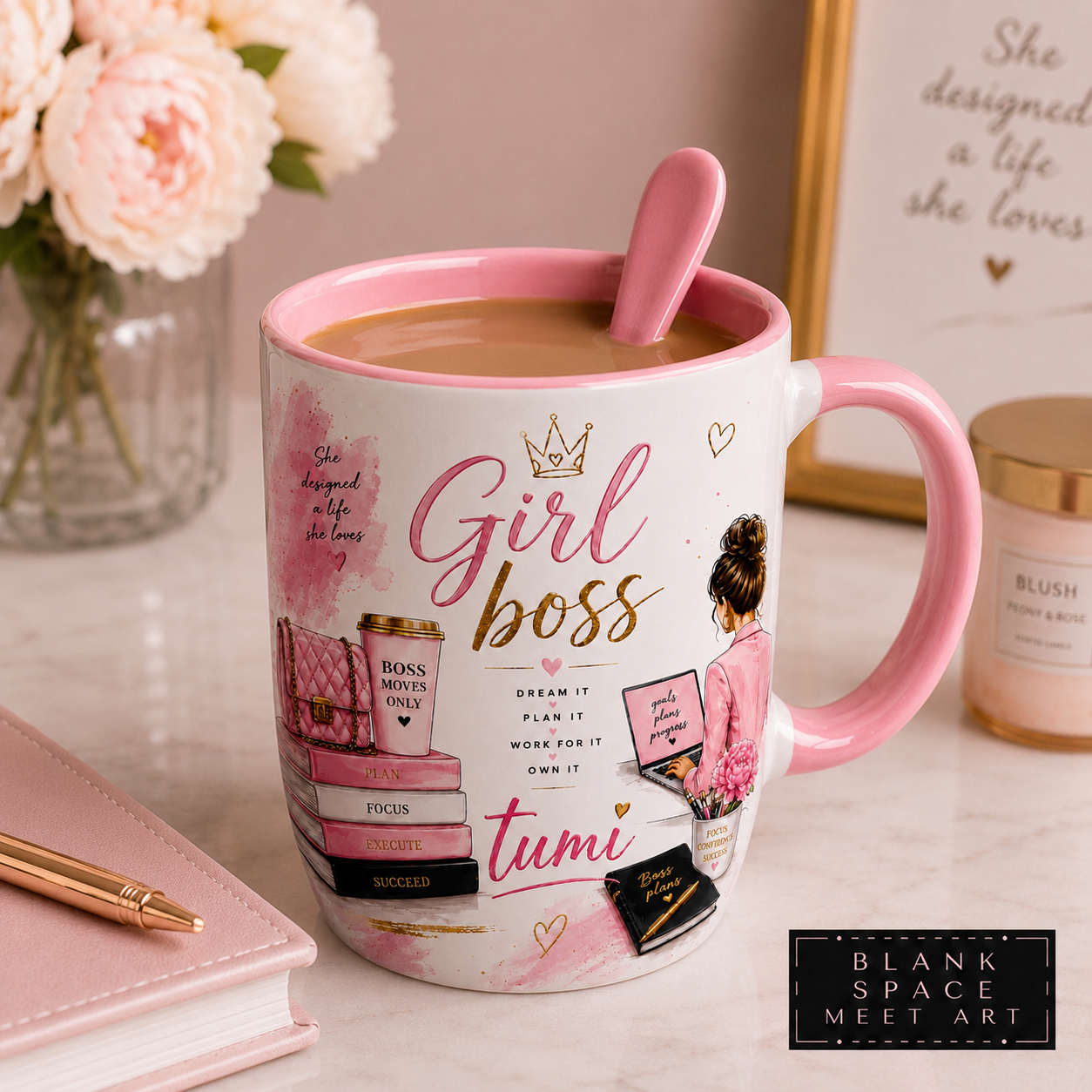 Girl Boss Personalized Mug with Spoon