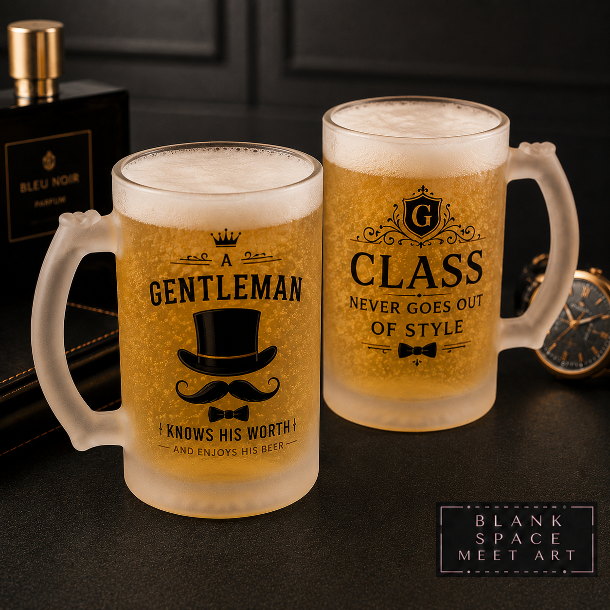 Gentleman Frosted Beer Mug Set