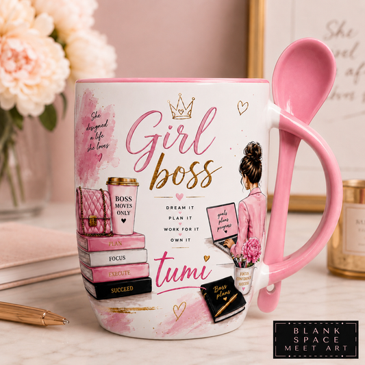 Girl Boss Personalized Mug with Spoon