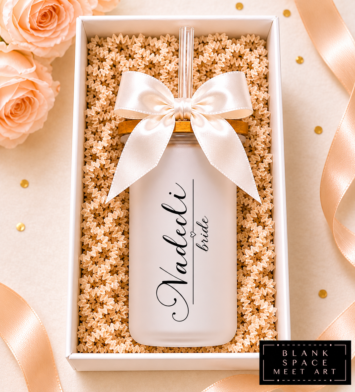 Personalized Bridal Party Frosted Glass Tumbler Set