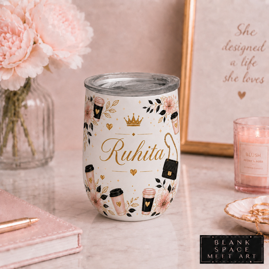 Personalized Feminine Chic Wine Tumbler