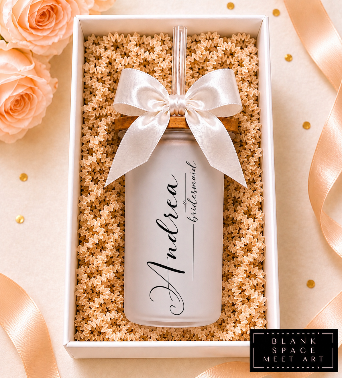 Personalized Bridal Party Frosted Glass Tumbler Set