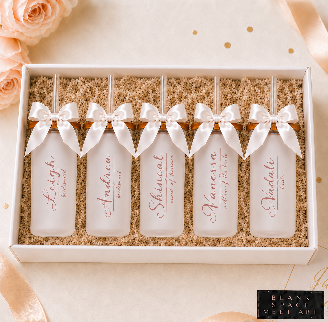 Personalized Bridal Party Frosted Glass Tumbler Set