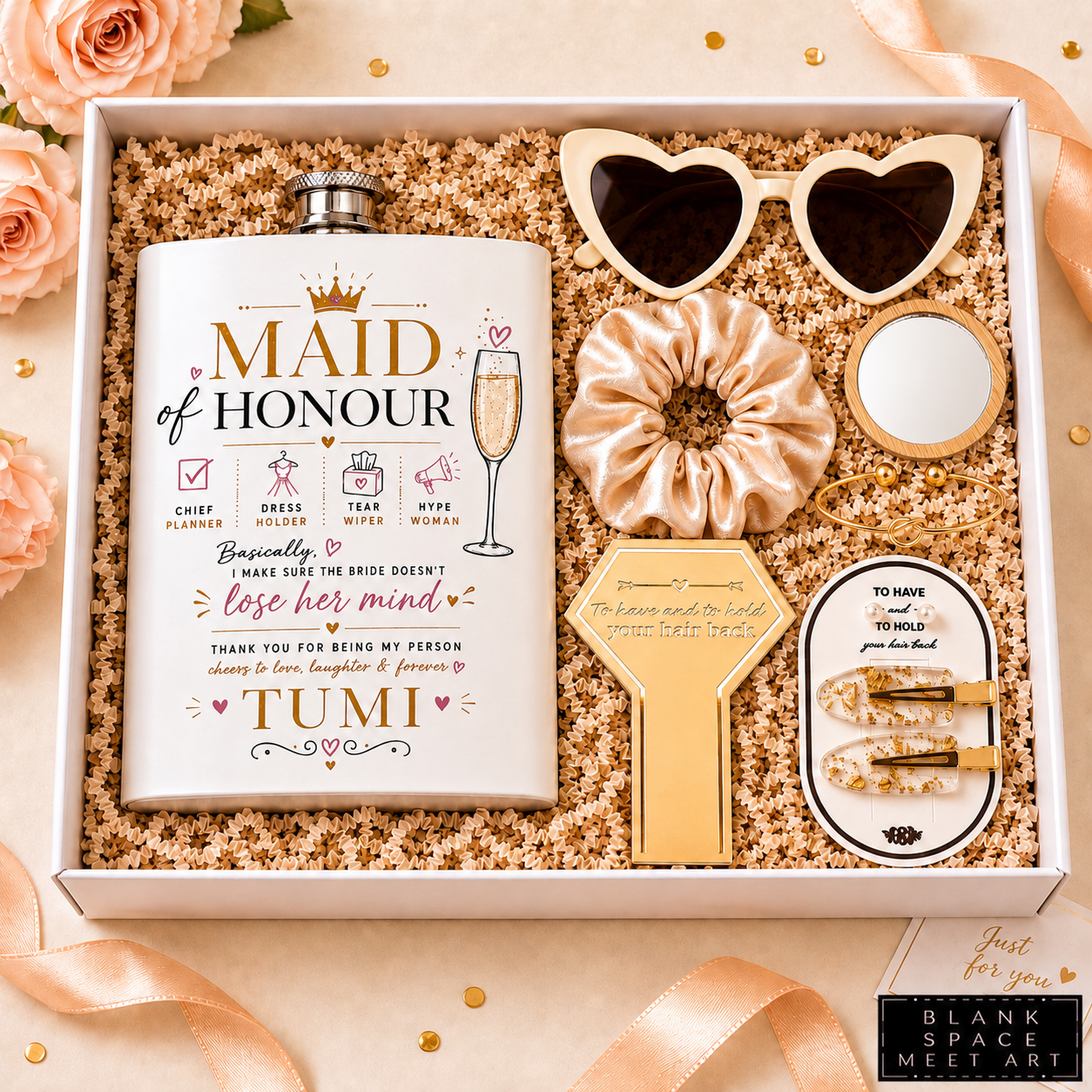 Luxury Maid Of Honor Proposal Hip Flask Box