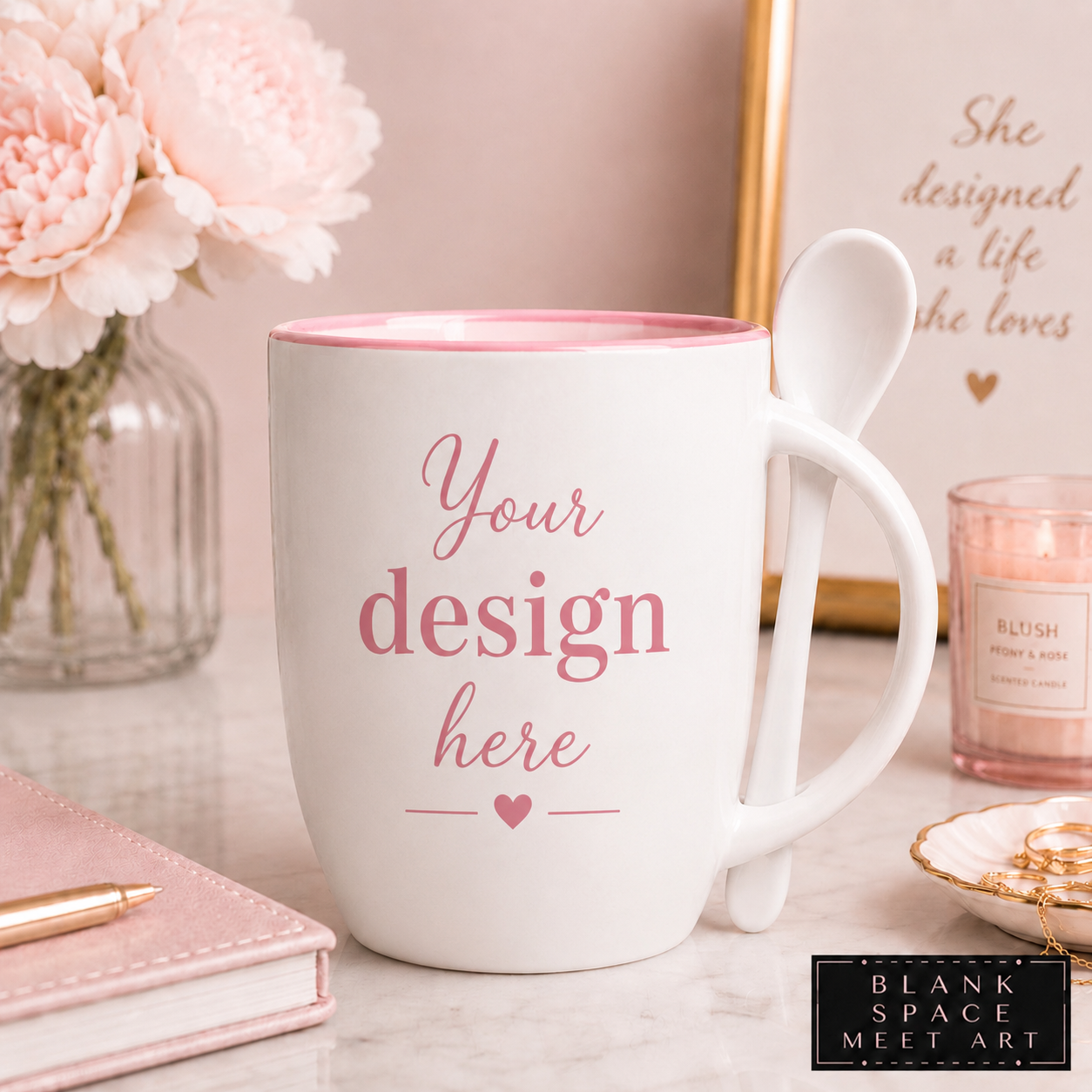 LuxeSip Mug & Spoon Set ( Custom Design )