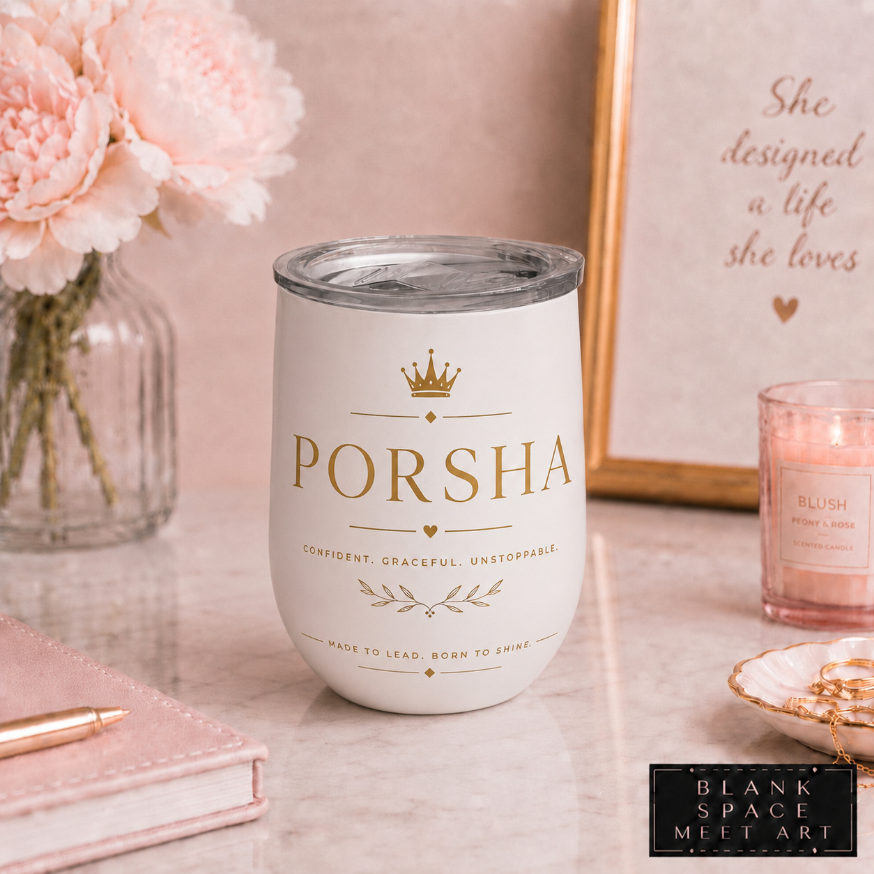 Personalized Feminine Luxe Wine Tumbler