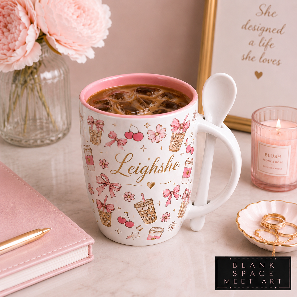Pink Coquette Mug & Spoon Set ( Personalized)