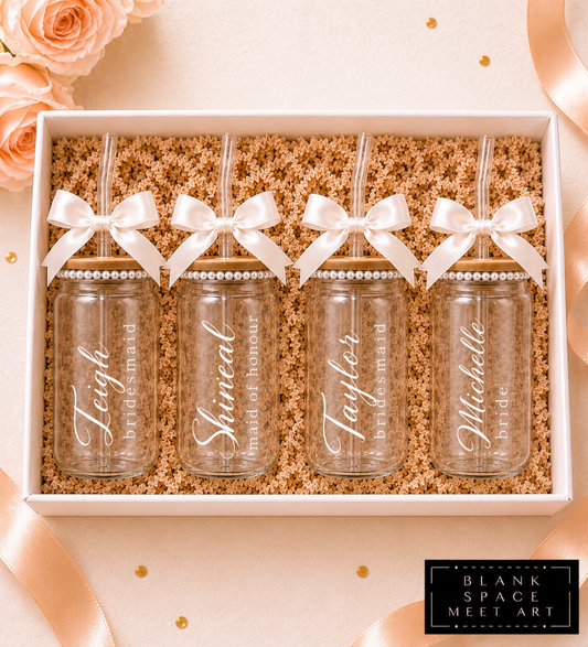 Bridal Party  Glass Tumbler Set