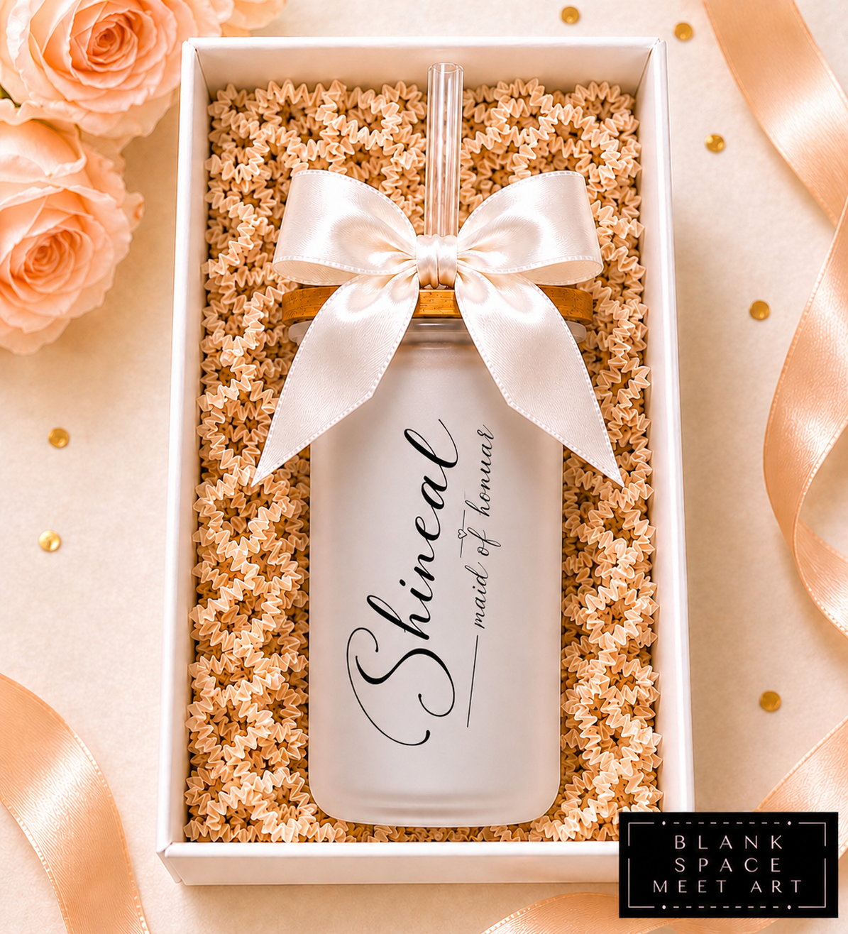 Personalized Bridal Party Frosted Glass Tumbler Set