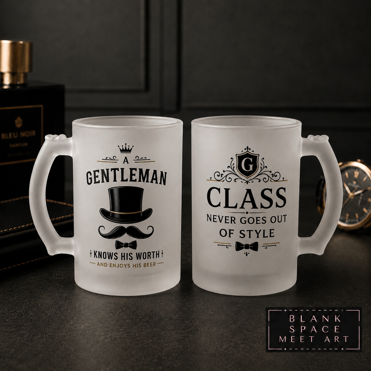 Gentleman Frosted Beer Mug Set