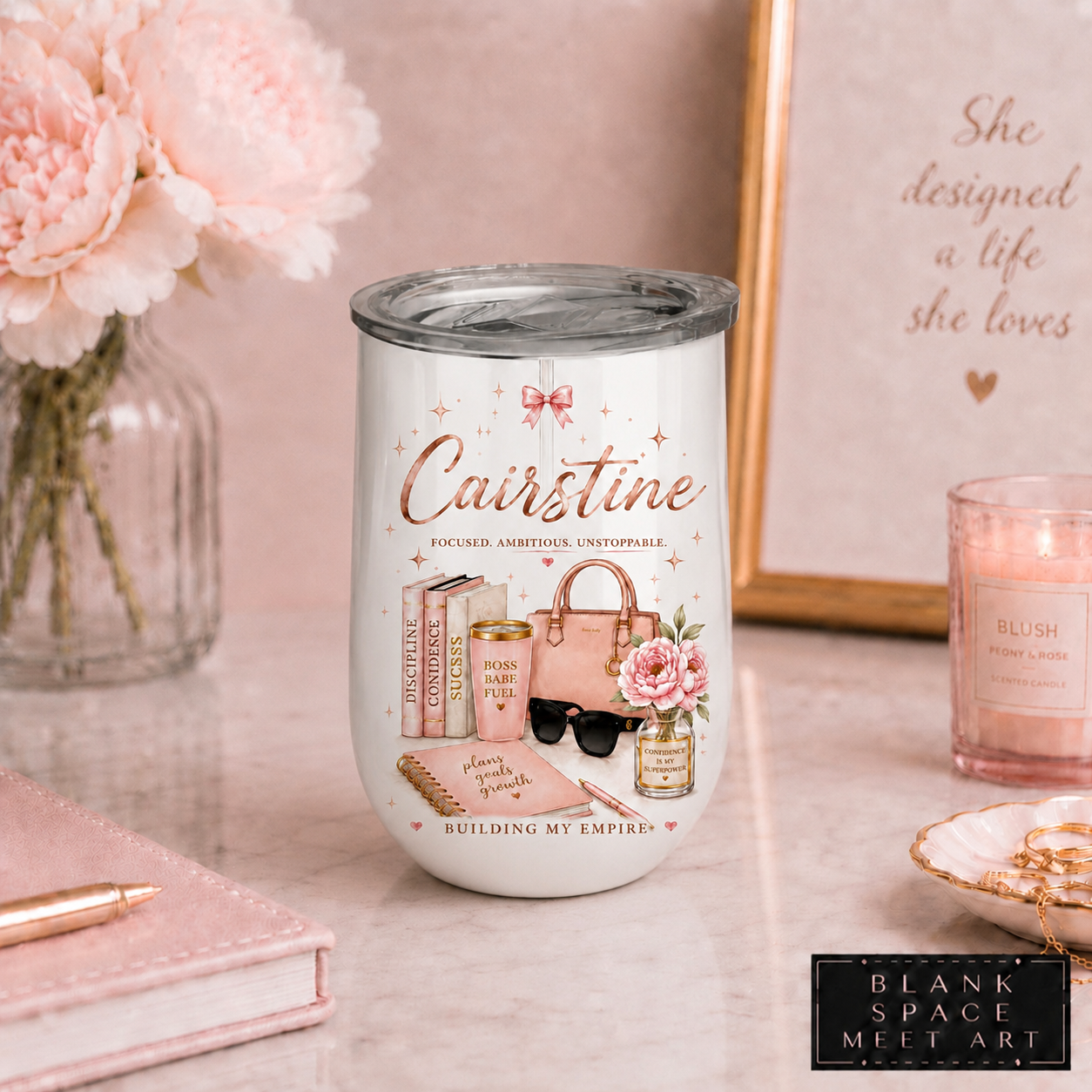 Personalized Feminine Ambition Wine Tumbler