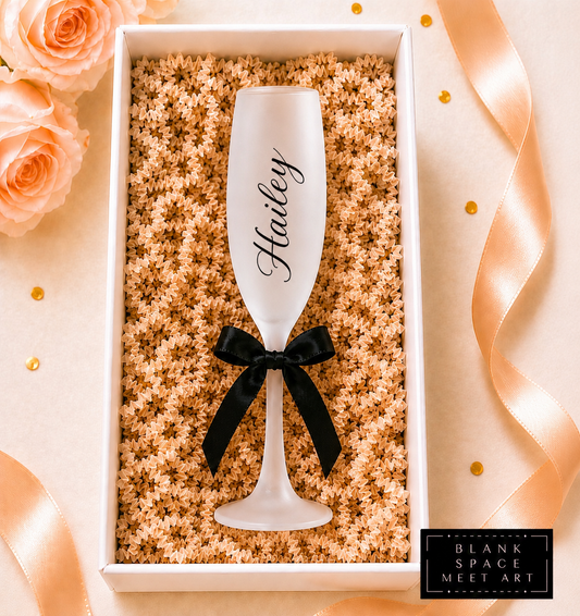 Personalized Champagne Flute With Satin Bow