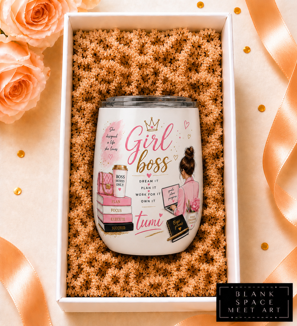 Personalized Girl Boss Wine Tumbler