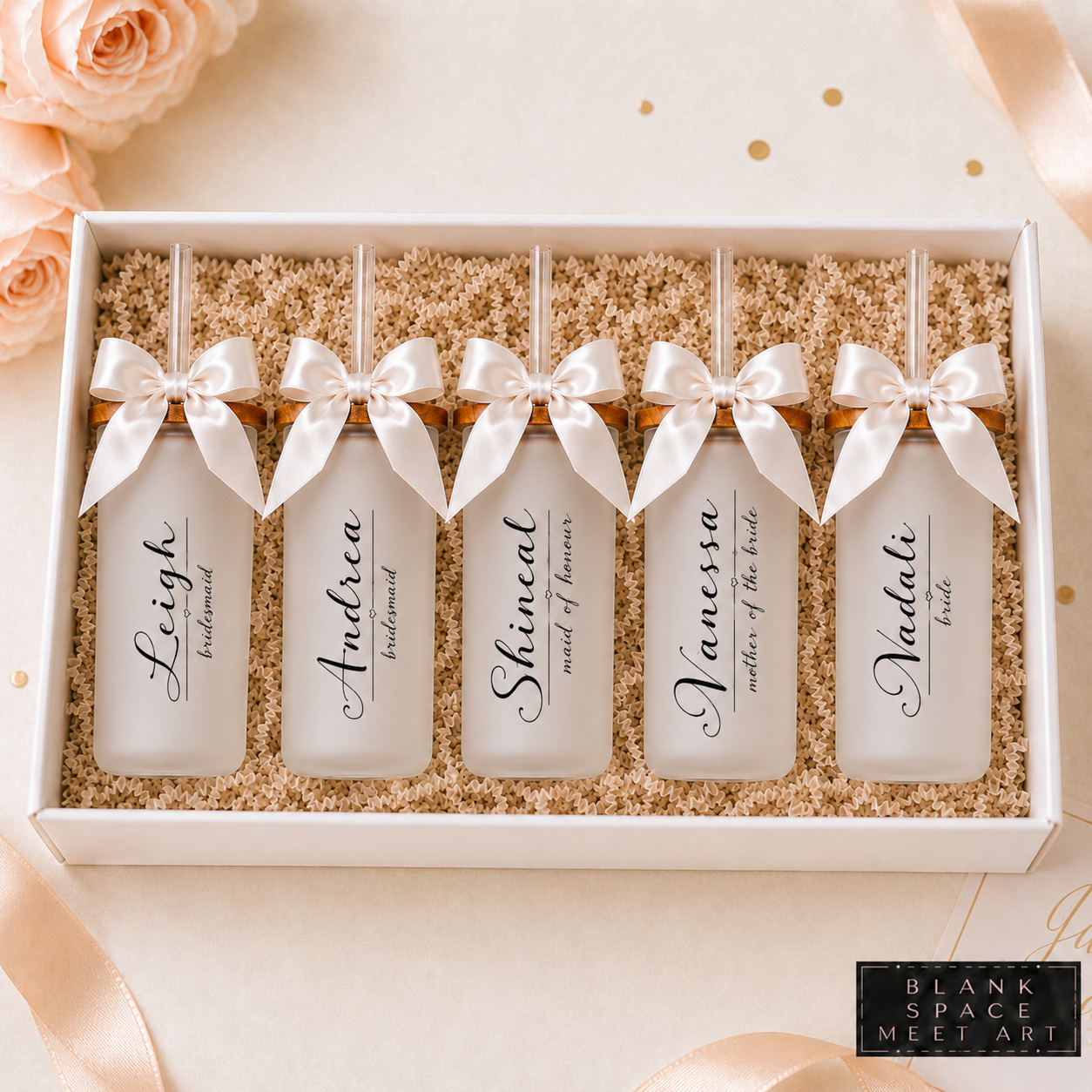 Personalized Bridal Party Frosted Glass Tumbler Set