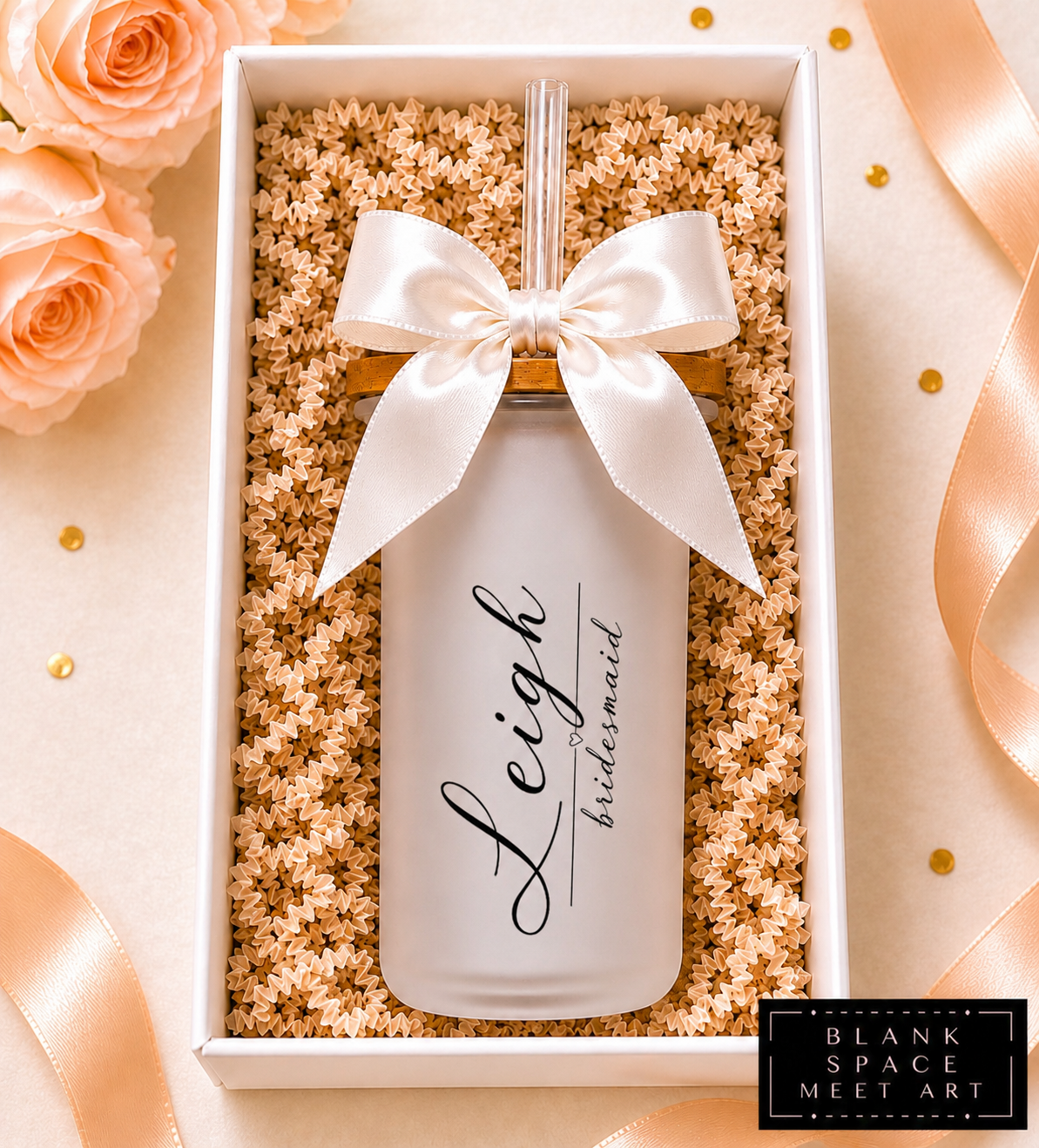 Personalized Bridal Party Frosted Glass Tumbler Set