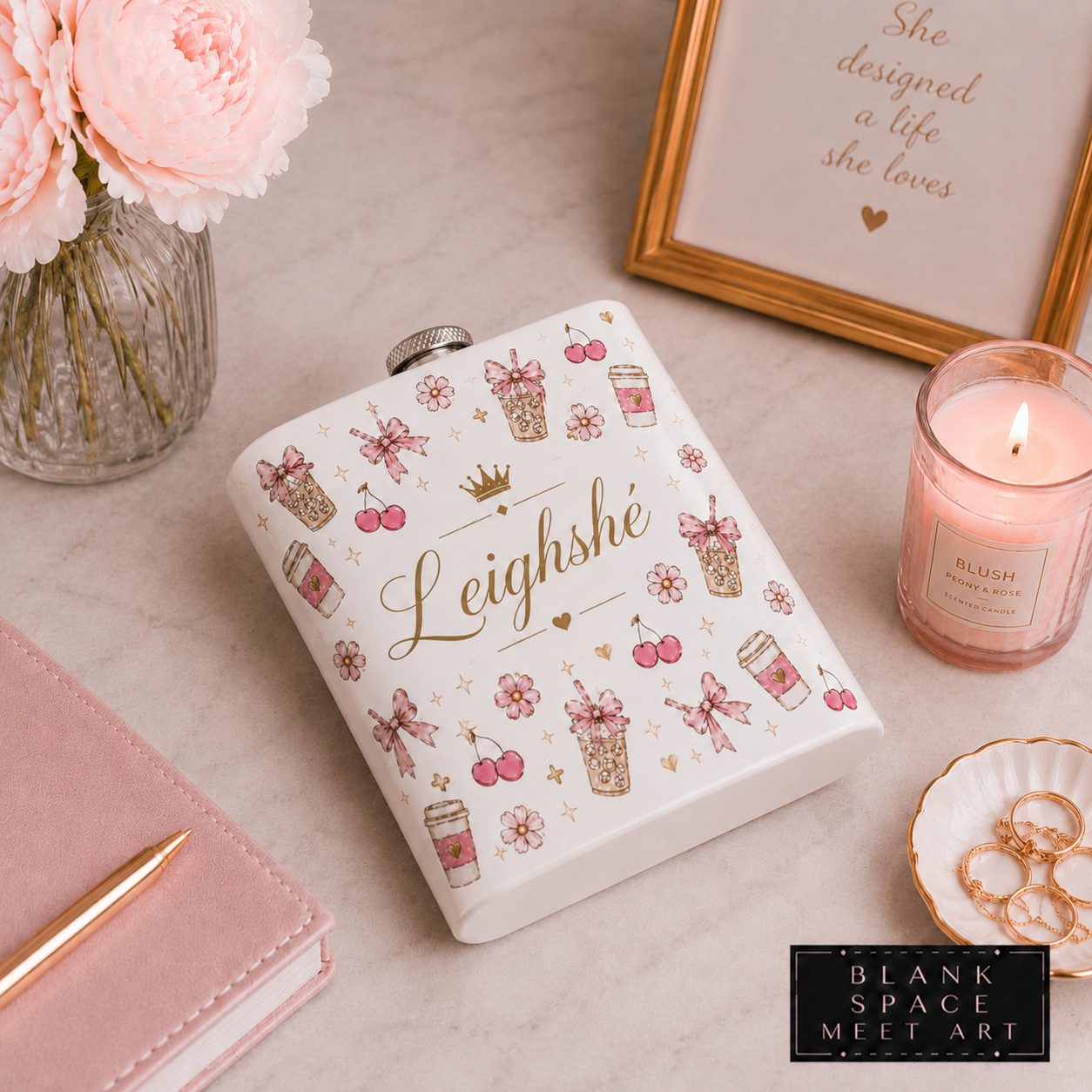 Personalized Coquette Hip Flask