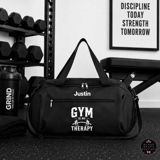 Grind Collection | Personalized Gym Is My Therapy Duffel Bag