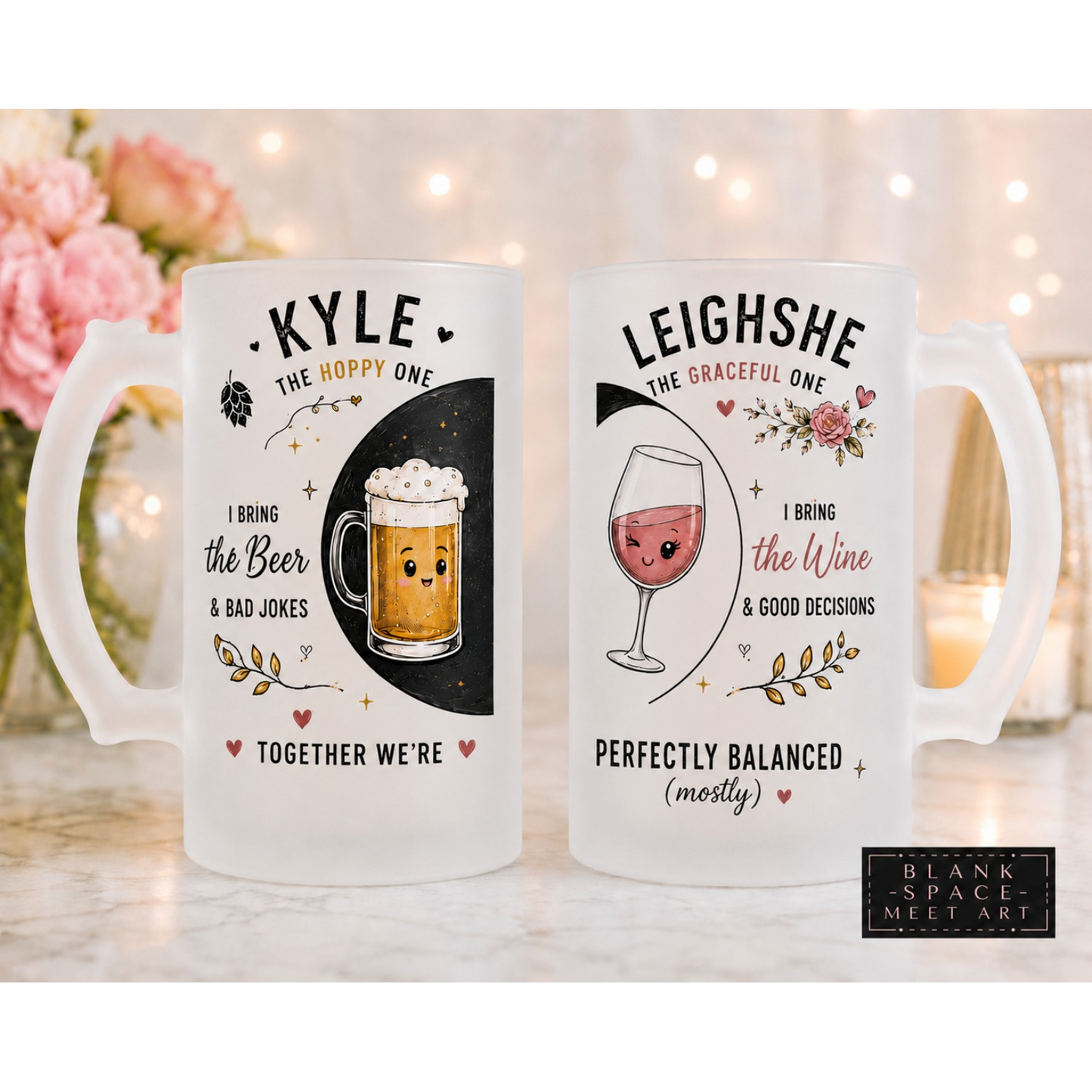 Personalized Couples Beer Mug Set