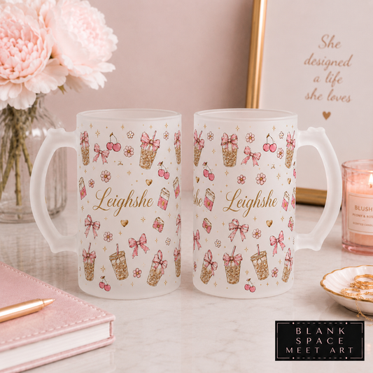 Personalized Coquette Frosted Beer Mug Set